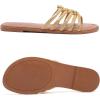 image:imageWide Width Sandals for Women Summer Slide Sandals Casual Wide Feet Slides Comfort Strap Slip on Sandals Open Toe Beach Womens SandalGold Pu 8006