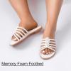 image:imageWide Width Sandals for Women Summer Slide Sandals Casual Wide Feet Slides Comfort Strap Slip on Sandals Open Toe Beach Womens SandalWhite Pu 8006