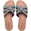 image:imageWide Width Sandals for Women Fashion Slide Sandal Diamond Sparkly Bling Casual Dressy Flat Slides Comfort Bride Wedding Summer Slip on Wide Feet Womens SandalsBlack Pu 776