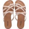 image:imageWide Width Sandals for Women Summer Flip Flops Flat Slide Sandals Casual Braided Wide Feet Slides Comfort Slip on Thong Womens SandalNude Pu 780