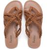 image:imageWide Width Sandals for Women Summer Flip Flops Flat Slide Sandals Casual Braided Wide Feet Slides Comfort Slip on Thong Womens SandalTan Pu 8009