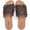 image:imageWide Width Sandals for Women Summer Slide Sandal Casual Wide Feet Flat Slides Comfort Braided Slip on Sandals Beach Shoes for WomenBlack Pu 8008