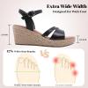 image:imageWide Width Wedge Sandals for Women Ankle Strap Open Toe Casual Summer Shoes Platform Espadrille Wedge Dressy Womens SandalsBlack 014