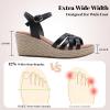 image:imageWide Width Wedge Sandals for Women Ankle Strap Open Toe Casual Summer Shoes Platform Espadrille Wedge Dressy Womens SandalsBlack 509