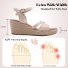 image:imageWide Width Wedge Sandals for Women Ankle Strap Open Toe Casual Summer Shoes Platform Espadrille Wedge Dressy Womens SandalsNude 014