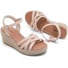 image:imageWide Width Wedge Sandals for Women Ankle Strap Open Toe Casual Summer Shoes Platform Espadrille Wedge Dressy Womens SandalsNude 509