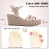 image:imageWide Width Wedge Sandals for Women Ankle Strap Open Toe Casual Summer Shoes Platform Espadrille Wedge Dressy Womens SandalsNude 509