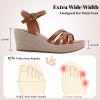image:imageWide Width Wedge Sandals for Women Ankle Strap Open Toe Casual Summer Shoes Platform Espadrille Wedge Dressy Womens SandalsTan 509