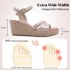 image:imageWide Width Wedge Sandals for Women Ankle Strap Open Toe Casual Summer Shoes Platform Espadrille Wedge Dressy Womens SandalsTaupe 014