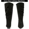 image:imageWomens Extra Wide Calf Knee High Boots True Wide Width Long Slouchy Boots for Ladies Low Flat Heel Casual Combat Tall Boots for WomenBlack Mf 368