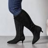 image:imageWomens Extra Wide Calf Knee High Boots True Wide Width Long Slouchy Boots for Ladies Low Flat Heel Casual Combat Tall Boots for WomenBlack Mf 371