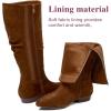 image:imageWomens Extra Wide Calf Knee High Boots True Wide Width Long Slouchy Boots for Ladies Low Flat Heel Casual Combat Tall Boots for WomenBrown Mf 368