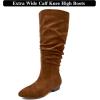 image:imageWomens Extra Wide Calf Knee High Boots True Wide Width Long Slouchy Boots for Ladies Low Flat Heel Casual Combat Tall Boots for WomenBrown Mf 368
