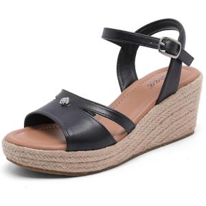 image:imageWide Width Wedge Sandals for Women Ankle Strap Open Toe Casual Summer Shoes Platform Espadrille Wedge Dressy Womens SandalsBlack 014