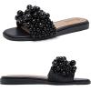 image:imageFlat Slides Sandals for Women Pearl Decor Slide Sandal Sparkly Bling Dressy Comfortable Casual Bride Wedding Summer Slip on Womens SandalsBlack 223