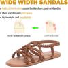 image:imageWide Width Sandals for Women Summer Casual Braided Wide Feet Flat Slides Sandal Comfort Slip on Sandals Open Toe Beach Shoes for WomenTan Pu 8010