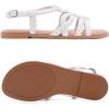 image:imageWide Width Sandals for Women Summer Casual Braided Wide Feet Flat Slides Sandal Comfort Slip on Sandals Open Toe Beach Shoes for WomenWhite Pu 8010
