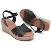 image:imageWide Width Wedge Sandals for Women Ankle Strap Cute Bowknot Open Toe Summer Shoes Platform Espadrille Wedge Dressy Women SandalsBlack 8011