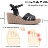 image:imageWide Width Wedge Sandals for Women Ankle Strap Cute Bowknot Open Toe Summer Shoes Platform Espadrille Wedge Dressy Women SandalsBlack 8011