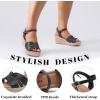 image:imageWide Width Wedge Sandals for Women Ankle Strap Cute Bowknot Open Toe Summer Shoes Platform Espadrille Wedge Dressy Women SandalsBlack 8011