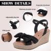 image:imageWide Width Wedge Sandals for Women Ankle Strap Cute Bowknot Open Toe Summer Shoes Platform Espadrille Wedge Dressy Women SandalsBlack 9001