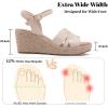 image:imageWide Width Wedge Sandals for Women Ankle Strap Cute Bowknot Open Toe Summer Shoes Platform Espadrille Wedge Dressy Women SandalsNude 8011