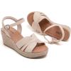 image:imageWide Width Wedge Sandals for Women Ankle Strap Cute Bowknot Open Toe Summer Shoes Platform Espadrille Wedge Dressy Women SandalsNude 8011