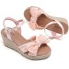 image:imageWide Width Wedge Sandals for Women Ankle Strap Cute Bowknot Open Toe Summer Shoes Platform Espadrille Wedge Dressy Women SandalsNude 9001