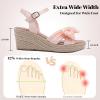 image:imageWide Width Wedge Sandals for Women Ankle Strap Cute Bowknot Open Toe Summer Shoes Platform Espadrille Wedge Dressy Women SandalsNude 9001