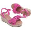 image:imageWide Width Wedge Sandals for Women Ankle Strap Cute Bowknot Open Toe Summer Shoes Platform Espadrille Wedge Dressy Women SandalsPink 9001