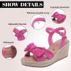 image:imageWide Width Wedge Sandals for Women Ankle Strap Cute Bowknot Open Toe Summer Shoes Platform Espadrille Wedge Dressy Women SandalsPink 9001