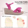 image:imageWide Width Wedge Sandals for Women Ankle Strap Cute Bowknot Open Toe Summer Shoes Platform Espadrille Wedge Dressy Women SandalsPink 9001