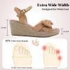 image:imageWide Width Wedge Sandals for Women Ankle Strap Cute Bowknot Open Toe Summer Shoes Platform Espadrille Wedge Dressy Women SandalsTan 9001