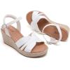 image:imageWide Width Wedge Sandals for Women Ankle Strap Cute Bowknot Open Toe Summer Shoes Platform Espadrille Wedge Dressy Women SandalsWhite 8011