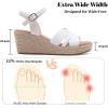 image:imageWide Width Wedge Sandals for Women Ankle Strap Cute Bowknot Open Toe Summer Shoes Platform Espadrille Wedge Dressy Women SandalsWhite 8011