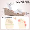 image:imageWide Width Wedge Sandals for Women Ankle Strap Cute Bowknot Open Toe Summer Shoes Platform Espadrille Wedge Dressy Women SandalsWhite 9001