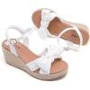 image:imageWide Width Wedge Sandals for Women Ankle Strap Cute Bowknot Open Toe Summer Shoes Platform Espadrille Wedge Dressy Women SandalsWhite 9001