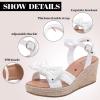image:imageWide Width Wedge Sandals for Women Ankle Strap Cute Bowknot Open Toe Summer Shoes Platform Espadrille Wedge Dressy Women SandalsWhite 9001