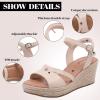 image:imageWide Width Wedge Sandals for Women Ankle Strap Open Toe Casual Summer Shoes Platform Espadrille Wedge Dressy Womens SandalsNude 8014