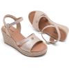 image:imageWide Width Wedge Sandals for Women Ankle Strap Open Toe Casual Summer Shoes Platform Espadrille Wedge Dressy Womens SandalsTaupe 8014