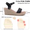 image:imageWide Width Wedge Sandals for Women Braided Ankle Strap Buckle Open Toe Summer Shoes Platform Espadrille Wedge Beach Women SandalsBlack 0903