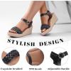 image:imageWide Width Wedge Sandals for Women Braided Ankle Strap Buckle Open Toe Summer Shoes Platform Espadrille Wedge Beach Women SandalsBlack 0903