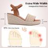 image:imageWide Width Wedge Sandals for Women Braided Ankle Strap Buckle Open Toe Summer Shoes Platform Espadrille Wedge Beach Women SandalsBrown 1103