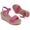image:imageWide Width Wedge Sandals for Women Braided Ankle Strap Buckle Open Toe Summer Shoes Platform Espadrille Wedge Beach Women SandalsPink 0903