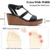 image:imageWide Width Wedge Sandals for Women Comfortable Ankle Strap Open Toe Summer Shoes Platform Wedge Dressy Women SandalsBlack 8001