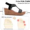 image:imageWide Width Wedge Sandals for Women Comfortable Ankle Strap Open Toe Summer Shoes Platform Wedge Dressy Women SandalsBlack 8012