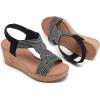 image:imageWide Width Wedge Sandals for Women Comfortable Ankle Strap Open Toe Summer Shoes Platform Wedge Dressy Women SandalsBlack 8012
