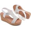 image:imageWide Width Wedge Sandals for Women Comfortable Ankle Strap Open Toe Summer Shoes Platform Wedge Dressy Women SandalsWhite 8012