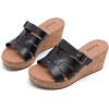 image:imageWide Width Wedge Sandals for Women Summer Platform Comfort Slip on Sandal Casual Outdoor Womens SandalsBlack 8013
