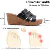 image:imageWide Width Wedge Sandals for Women Summer Platform Comfort Slip on Sandal Casual Outdoor Womens SandalsBlack 8013
